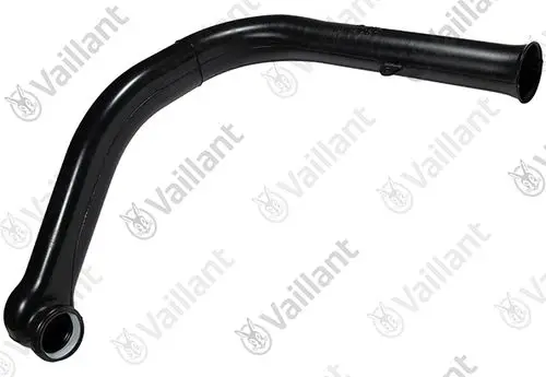 Schwarzes Kunststoffrohr von Vaillant mit gebogenem Design, geeignet für die Frischluftzufuhr in Heizsystemen. Keine Maße oder spezifische Artikelnummern sichtbar.